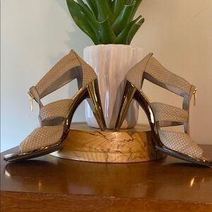 Michael Kors Bronze and Tan Leather Women's Heels